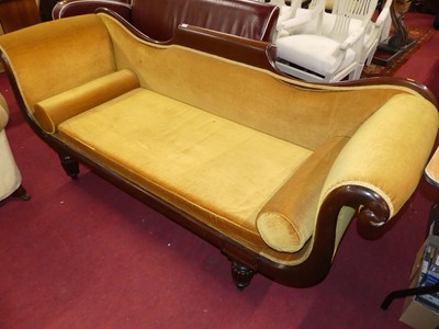 Lot 1386 - A mid-Victorian mahogany double scroll end...