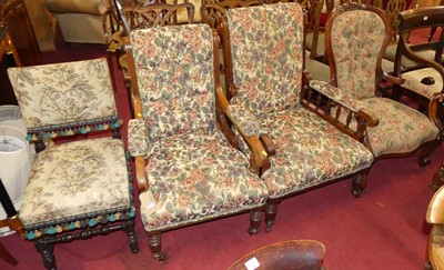 Lot 1397 - Two similar late Victorian walnut framed and...