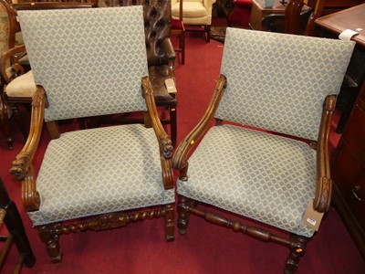 Lot 1400 - Two similar early 20th century carved oak...