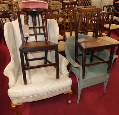 Lot 1405 - An early 20th century walnut framed and cream...