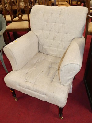 Lot 1408 - A mahogany framed and plain fabric upholstered...