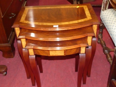 Lot 1422 - A reproduction mahogany and burr oak inlaid...