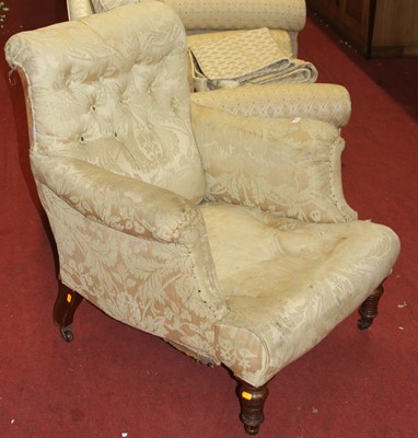 Lot 1434 - A Victorian mahogany framed and floral silk...