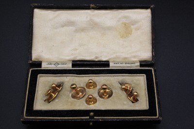 Lot 353 - Eight various 9ct gold collar studs, in fitted...