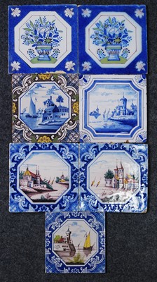 Lot 2121 - A pair of Bristol polychrome delftware tiles,...