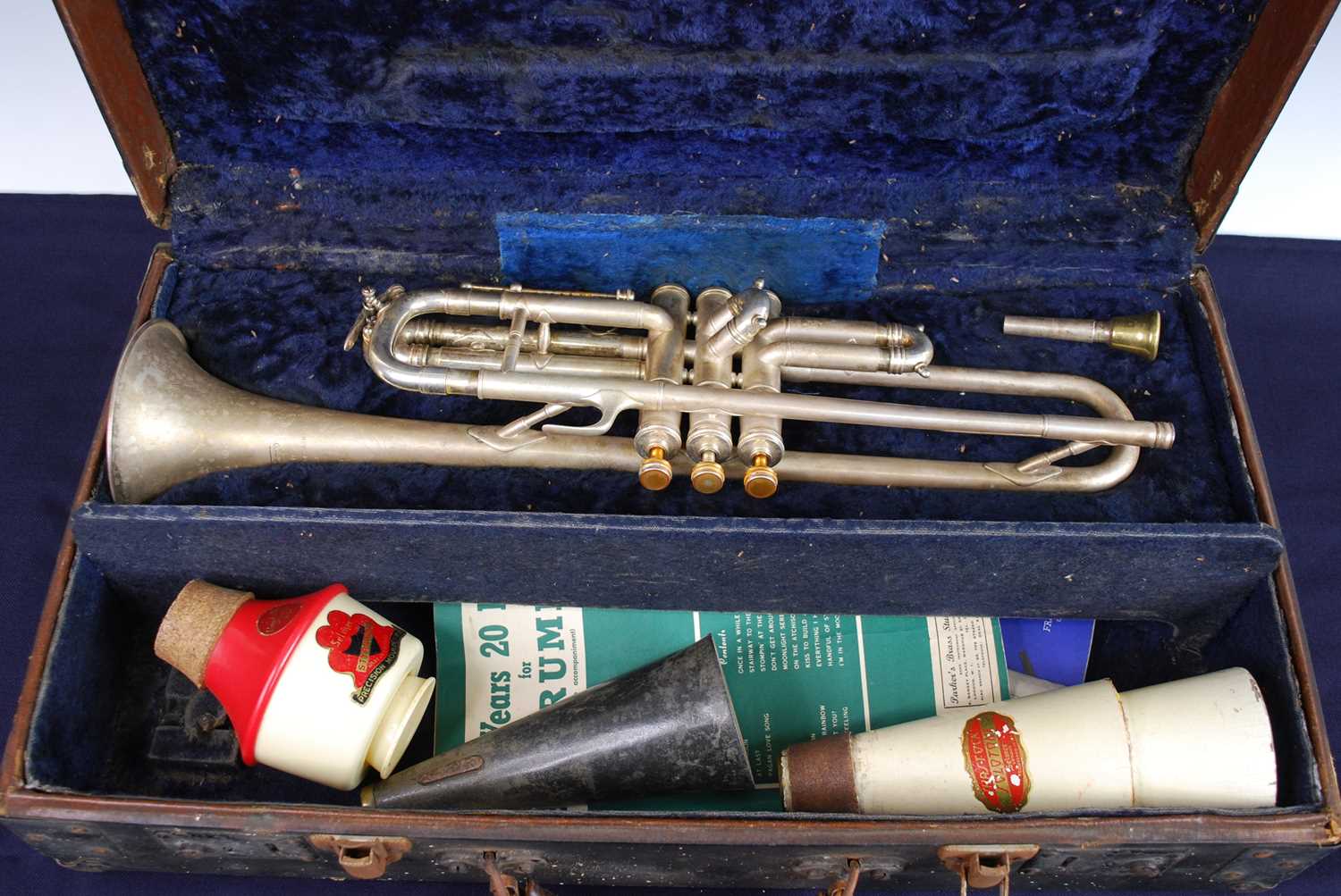 Lot 1117 - A silver plated trumpet by and stamped Selmer,...