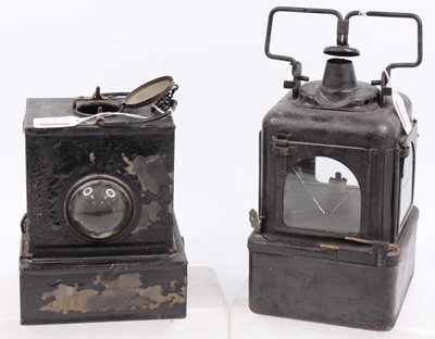 Lot 119 - Original Railway hand lamp group, 2 examples...