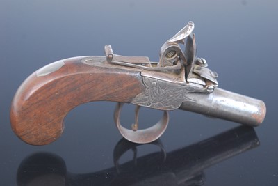 Lot 583 - A 19th century flintlock box-lock pocket...