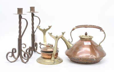 Lot 33 - An Arts & Crafts brass and copper spirit...