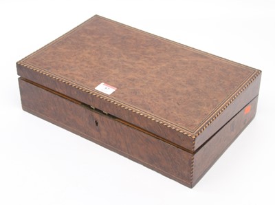 Lot 57 - A 19th century burr walnut writing slope,...