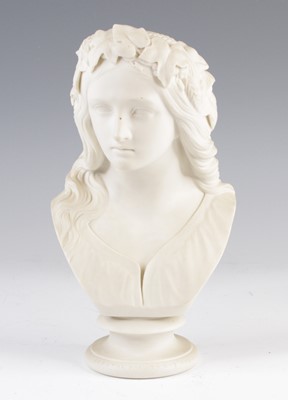 Lot 4073 - A Copeland parian head and shoulder busts of...