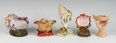 Lot 4074 - A Copeland vase, in the form of a shell upon...