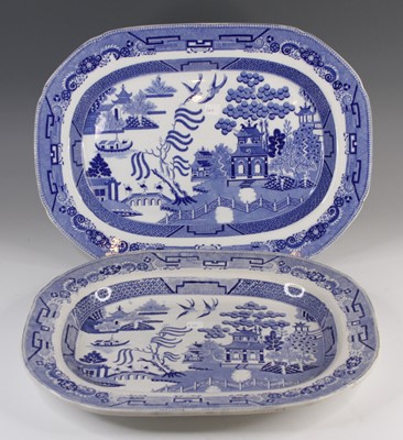 Lot 4037 - A matched pair of Staffordshire blue and white...