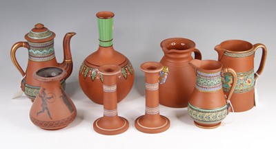 Lot 4025 - A Felix and Richard Pratt redware jug, 19th...