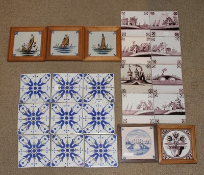 Lot 4015 - A matched set of eight Dutch tiles, probably...