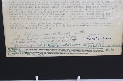 Lot 1262 - Rocky Marciano (1924-1969), a letter addressed...