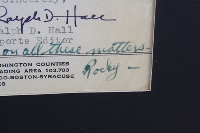 Lot 1262 - Rocky Marciano (1924-1969), a letter addressed...