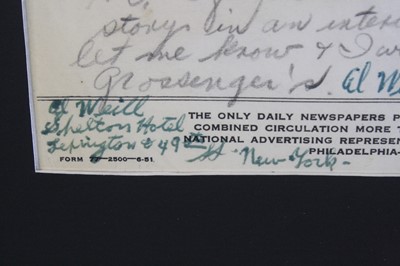 Lot 1262 - Rocky Marciano (1924-1969), a letter addressed...