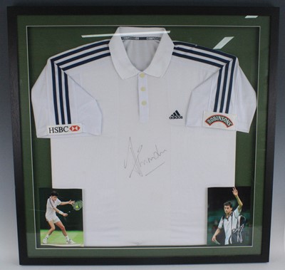 Lot 1271 - Tim Henman, a white Adidas short sleeved...