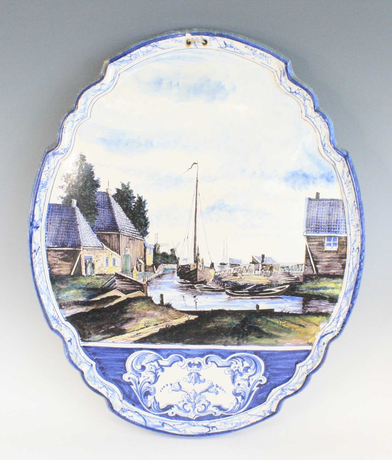 Lot 2050 - A massive Dutch Delft polychrome pictorial...
