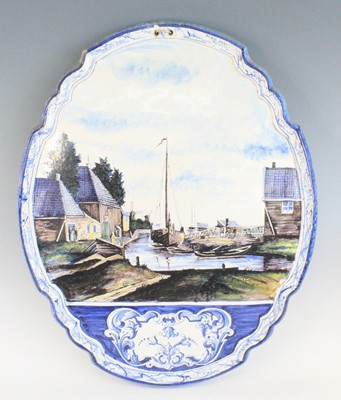 Lot 2050 - A massive Dutch Delft polychrome pictorial...