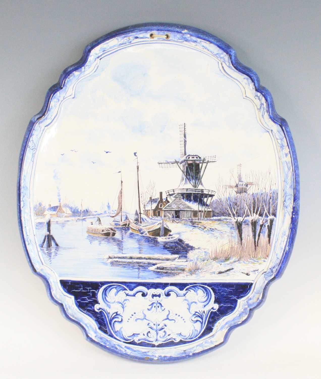 Lot 2049 - A massive Dutch Delft polychrome pictorial...