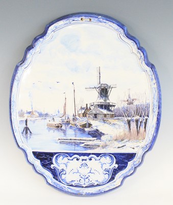 Lot 2049 - A massive Dutch Delft polychrome pictorial...