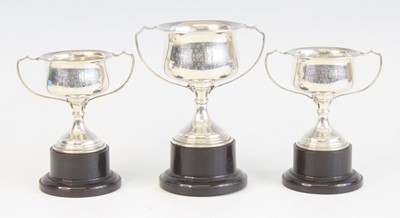 Lot 1254 - A George V silver trophy, of squat circular...