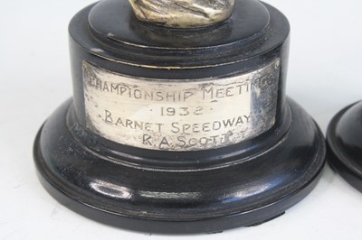 Lot 1257 - A collection of three 1930's pewter trophies,...