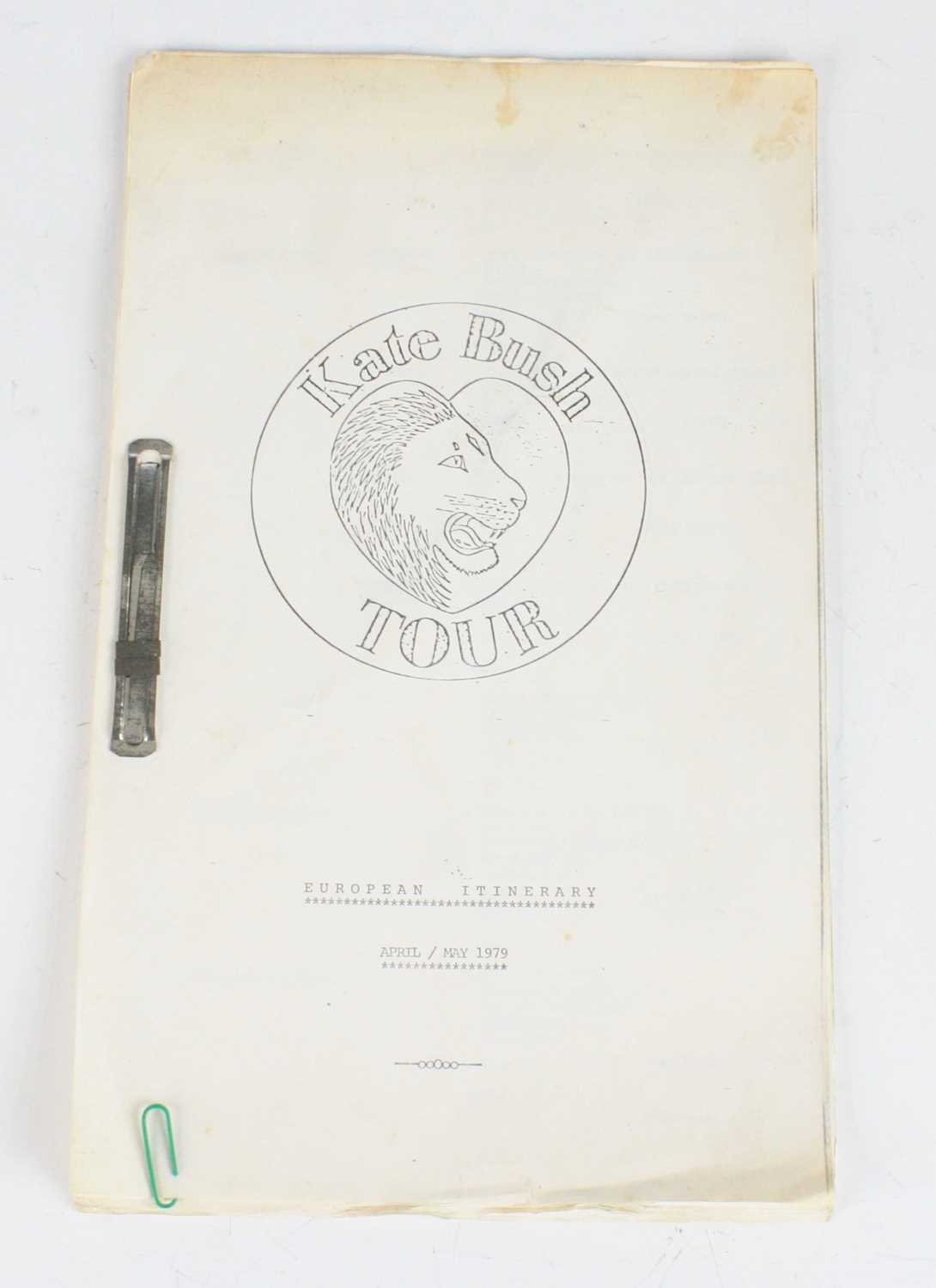 Lot 1006 - Kate Bush, a European Itinerary for the 1979...