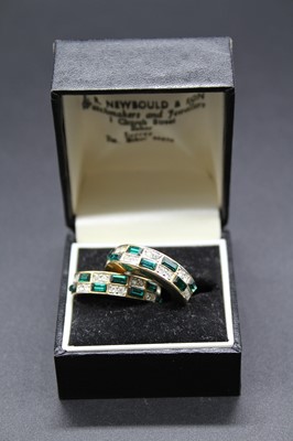 Lot 464 - A pair of gilt metal and paste set half hoop...