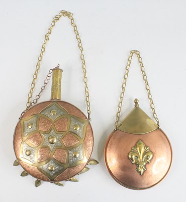 Lot 800 - An Ottoman brass powder flask, of compressed...