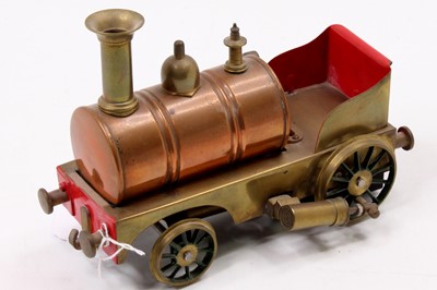 Lot 86 - A brass and copper spirit fired dribbler style...