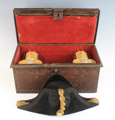 Lot 586 - A Geo. VI Naval officer's bicorn hat by Gieves...