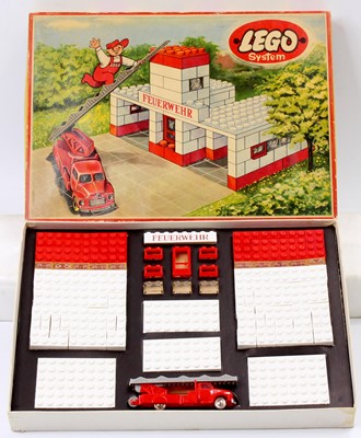 Lot 1922 - A Lego System No. 1308 Fire Station housed in...