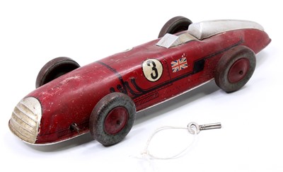 Lot 1867 - A Chad Valley circa 1940s tin plate racing car,...