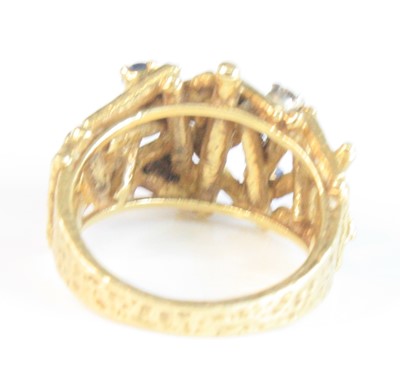 Lot 108 - An 18ct yellow gold, sapphire and diamond...
