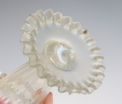 Lot 2078 - A cranberry and vaseline glass vase, 19th...