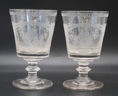 Lot 2076 - A pair of glass rummers, early 19th century,...