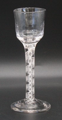 Lot 2070 - A cordial glass, circa 1770, the half ribbed...