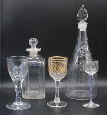 Lot 2074 - A wine glass, circa 1785, the decagonal cut...