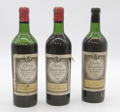Lot 1026 - Château Rauzan Gassies, 1959, Margaux, three...