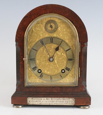 Lot 2372 - A Gillett & Johnston burr walnut cased bracket...