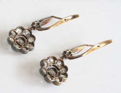 Lot 2180 - A pair of yellow and white metal diamond...