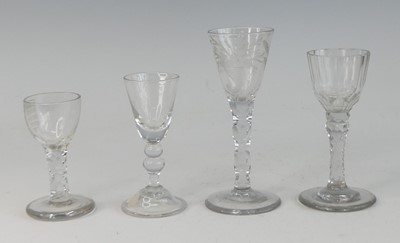 Lot 2075 - A wine glass, circa 1785, the flared funnel...