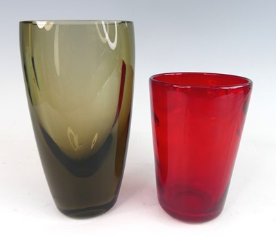 Lot 62 - A 1960s heavy art glass smoky vase, of...