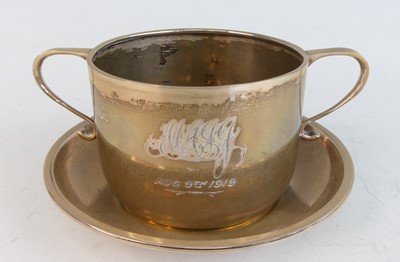 Lot 83 - An early Art Deco silver christening cup and...