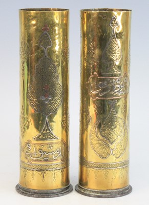 Lot 544 - A pair of WW I German artillery shells, each...