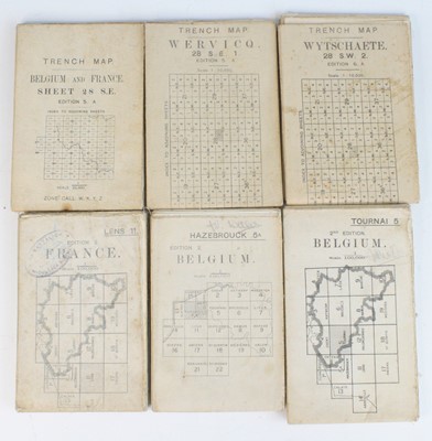 Lot 573 - A collection of WW I linen backed maps, Trench...