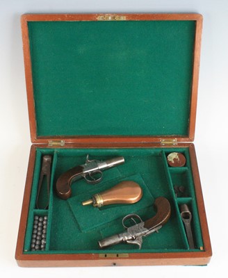 Lot 688 - A pair of 19th century percussion box-lock...